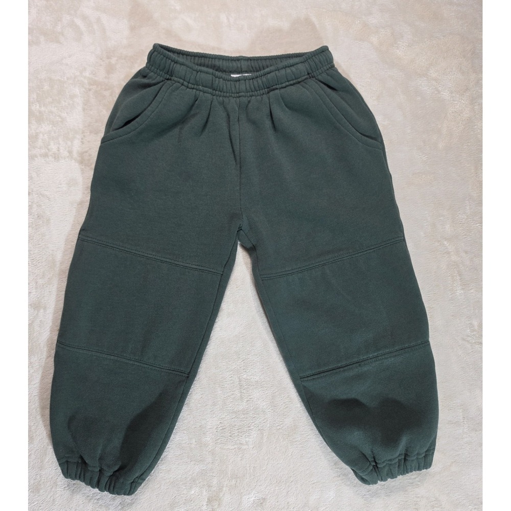 Kids Fleece Jogger Sweatpants Green Elastic Waist Size S 4 Toddler Lounge Pants